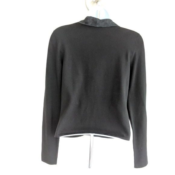 GUCCI Black SUEDE & cashmere v-neck knit top - Picture 3 of 8